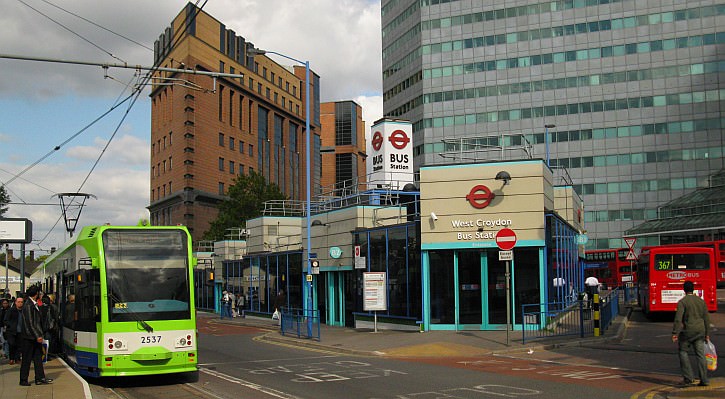 Tram stands by site of former side wharf