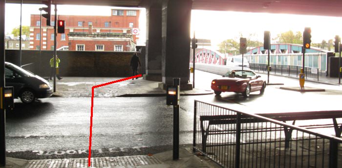 the route past the A40(M) Westway and over the westbound Harrow Road carriageway to Lord Hills bridge