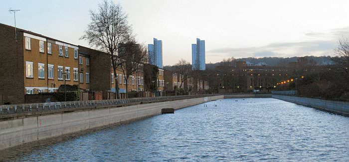 Looking due south towards the innnermost extremity of the present waterway