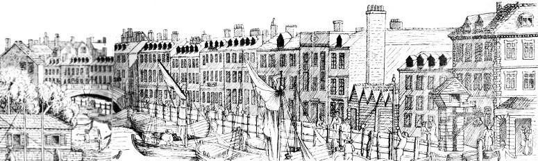 The Fleet in about 1765 looking towards the first bridge which can also be seen in Samuel Scott's 1750 painting above c1765.jpg