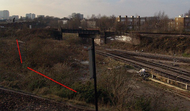 View of site at Croydon Common where the lower of the two locks was probably sited #########