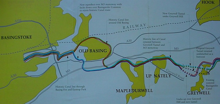 Various options for extending the canal back to the town - noe of which have been investigated further map5m.jpg