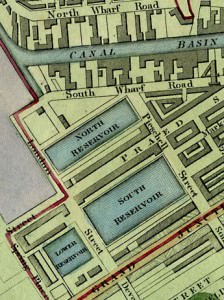 The canal's reservoirs shown on a map of 1834 reservoir.jpg
